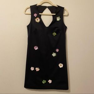 Nicole Miller - Floral Appliqué Black Dress - Sz 6